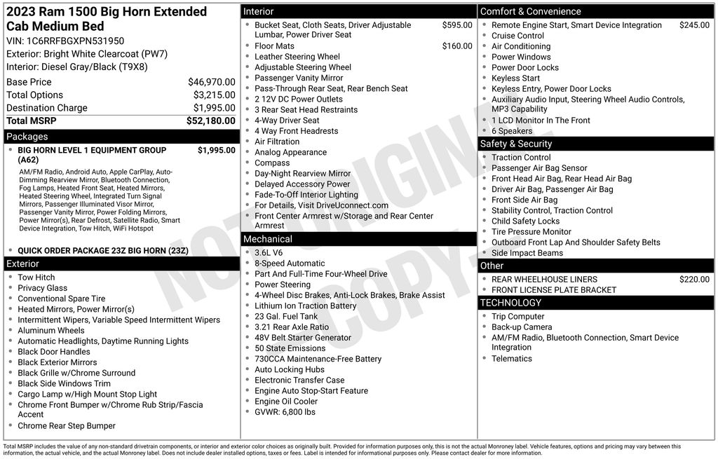 used 2023 Ram 1500 car, priced at $32,000