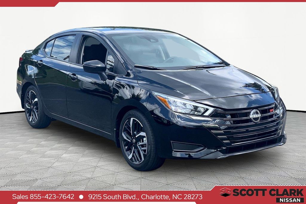 Black 2025 Nissan Versa Sedan Front-Wheel Drive Continuously Variable Transmission