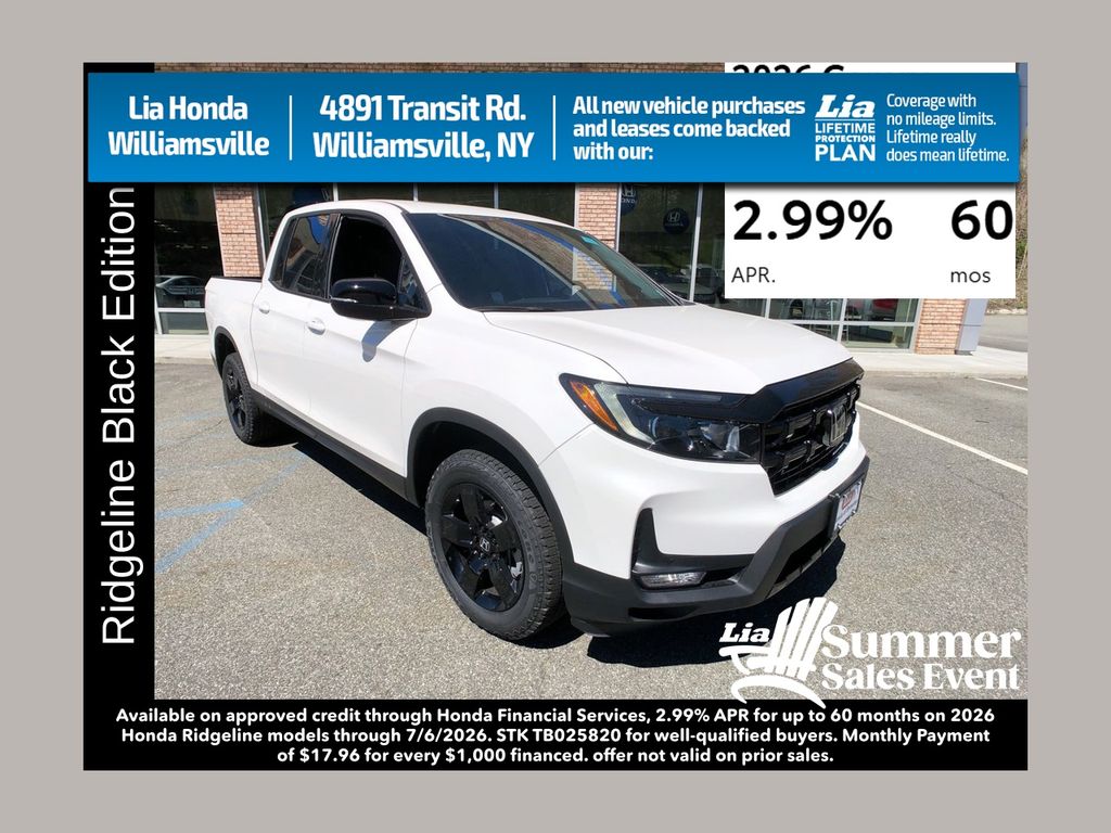 Platinum White Pearl 2026 Honda Ridgeline Black Edition AWD Pickup Truck All-Wheel Drive 9-Speed Automatic