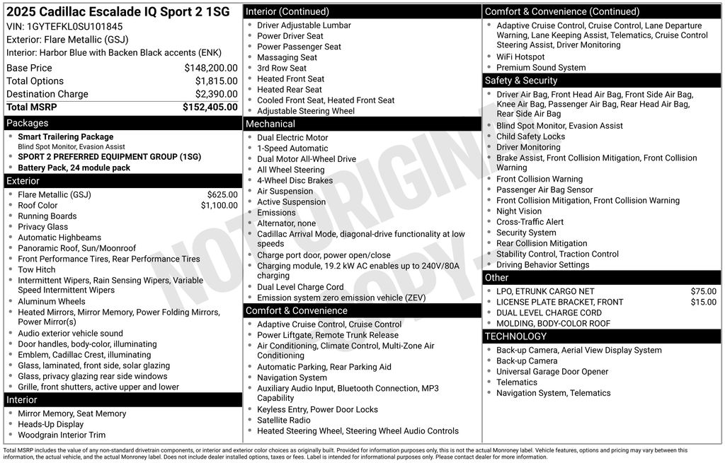 New Car 2025 Cadillac Escalade  Sport For Sale Under $150,000 In Austin, Texas