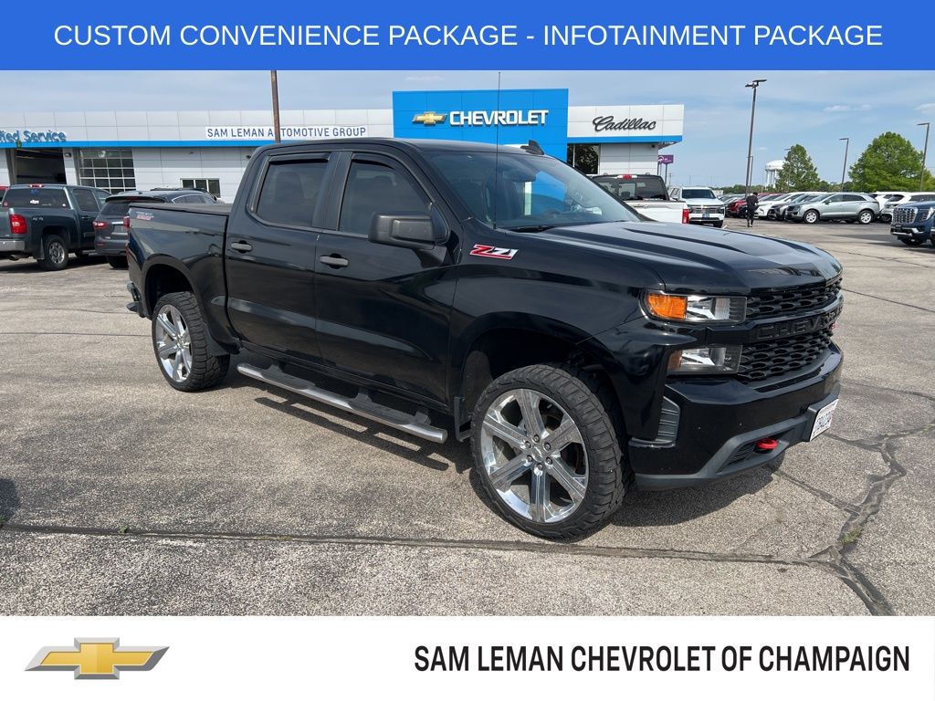 Black 2019 Chevrolet Silverado 1500 Custom Trail Boss Crew Cab 4WD Pickup Truck Four-Wheel Drive 6-Speed Automatic Overdrive