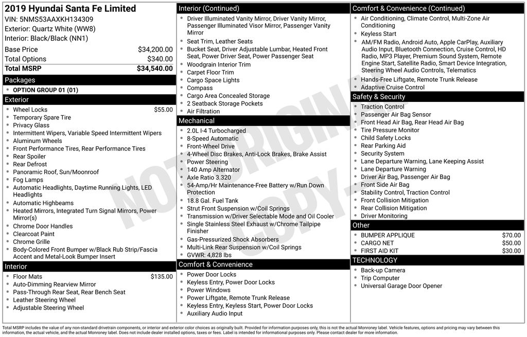 Used Car 2019 Hyundai Santa Fe  Limited For Sale Under $25,000 In Austin, Texas