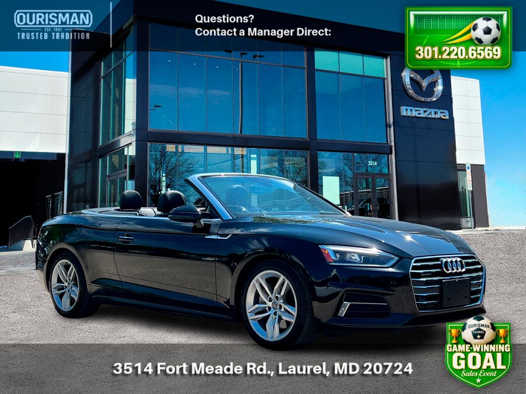 Black Metallic 2019 Audi A5 quattro Premium Plus 45 TFSI Cabriolet Convertible All-Wheel Drive 7-Speed Automatic