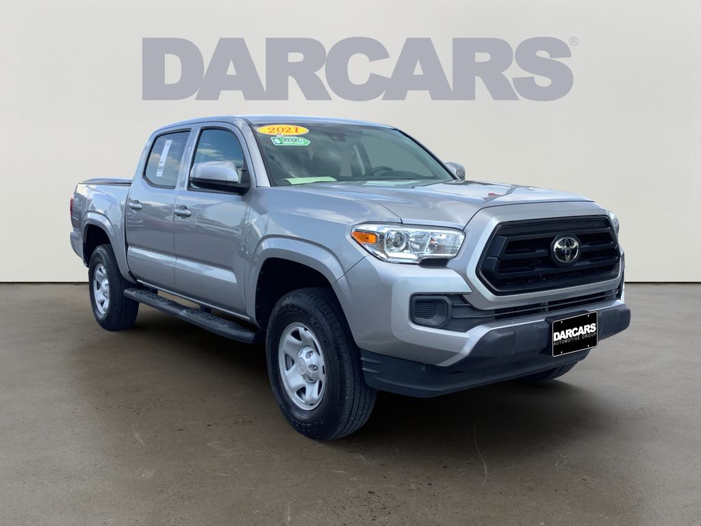Silver Sky Metallic 2021 Toyota Tacoma SR V6 Double Cab 4WD Pickup Truck Four-Wheel Drive 6-Speed Automatic