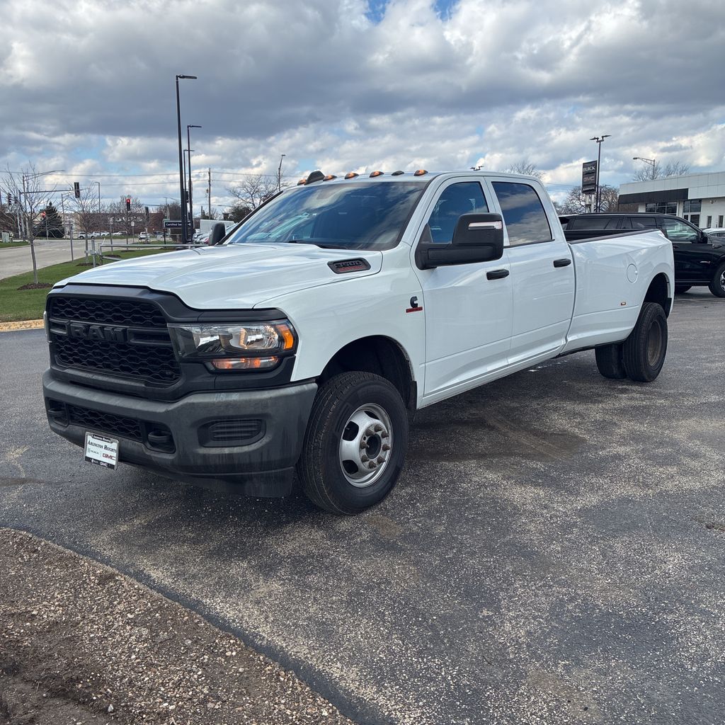 Bright White Clearcoat 2024 RAM 3500 Tradesman Crew Cab LB DRW 4WD Pickup Truck Four-Wheel Drive 6-Speed Automatic