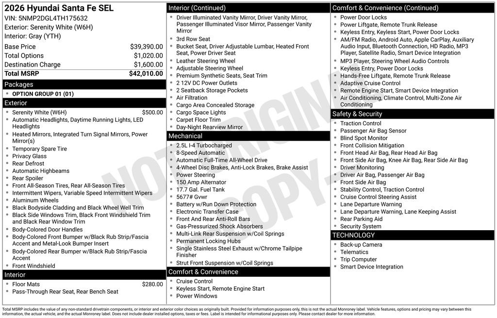 New 2026 White Hyundai SEL image 22