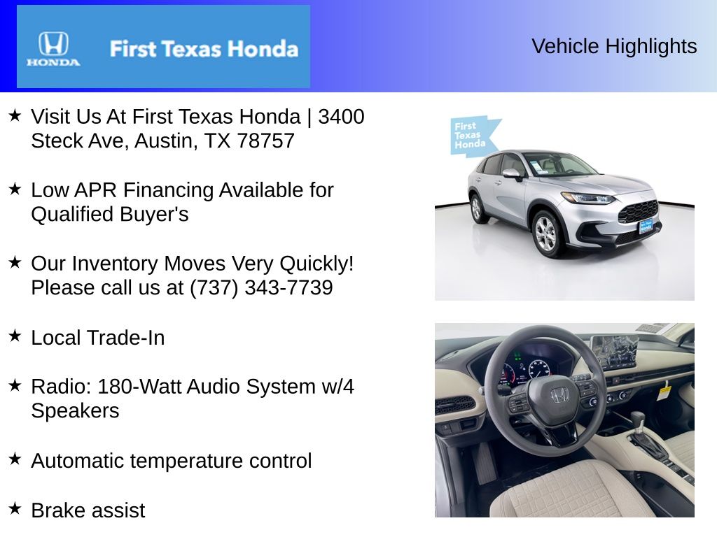 Used Car 2025 Honda Hr-v  Lx For Sale In Austin, Texas