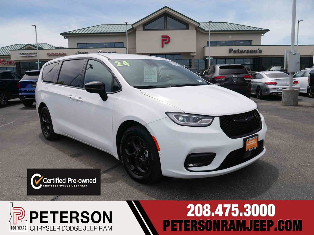 Bright White Clearcoat 2024 Chrysler Pacifica Hybrid Minivan Front-Wheel Drive Continuously Variable Transmission