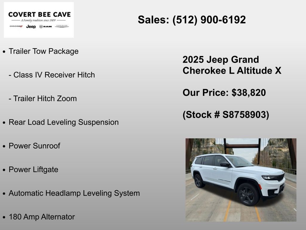 New Car 2025 Jeep Grand Cherokee L  For Sale Under $40,000 In Austin, Texas