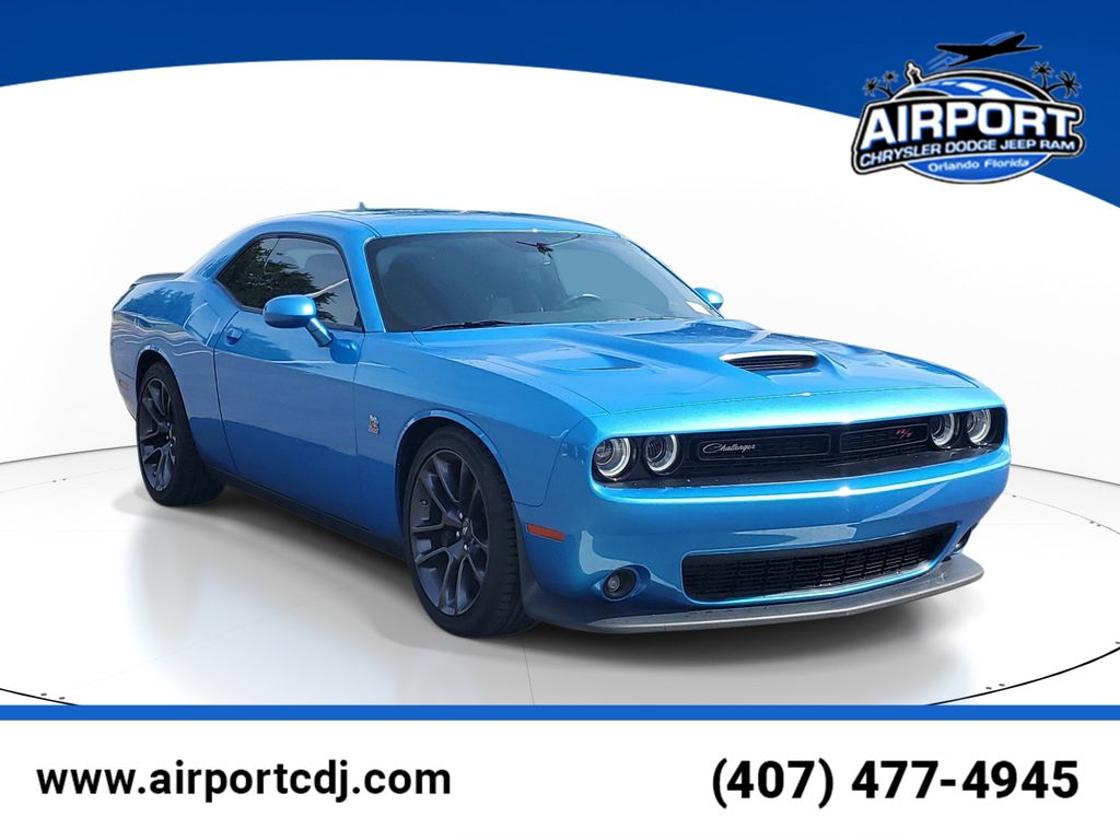 B5 Blue Pearlcoat 2023 Dodge Challenger R/T Scat Pack RWD Coupe Rear-Wheel Drive 8-Speed Automatic