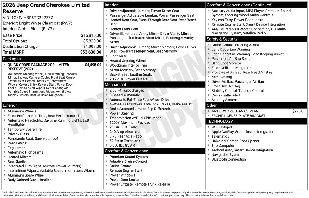 New 2026 White Jeep Limited Reserve image 6