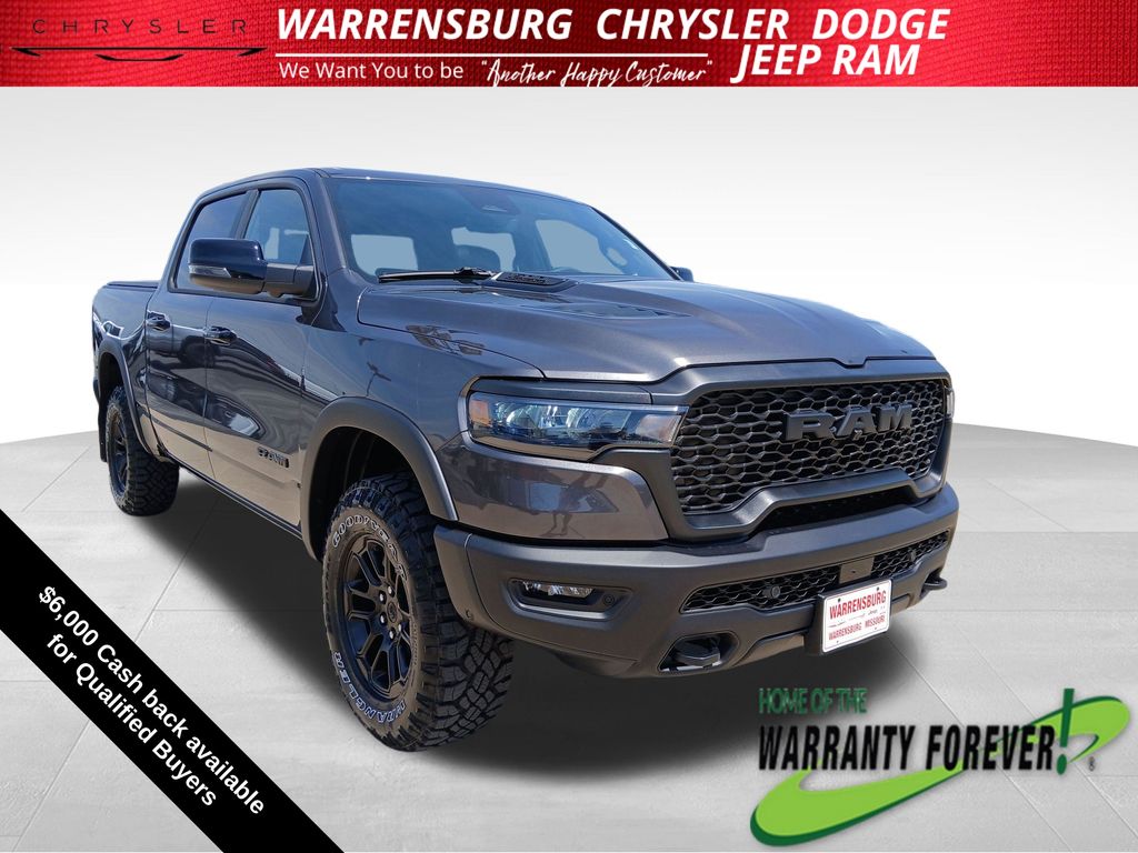 Gray (Granite Crystal Metallic Clearcoat) 2026 RAM 1500 Rebel Crew Cab 4WD Pickup Truck Four-Wheel Drive 8-Speed Automatic