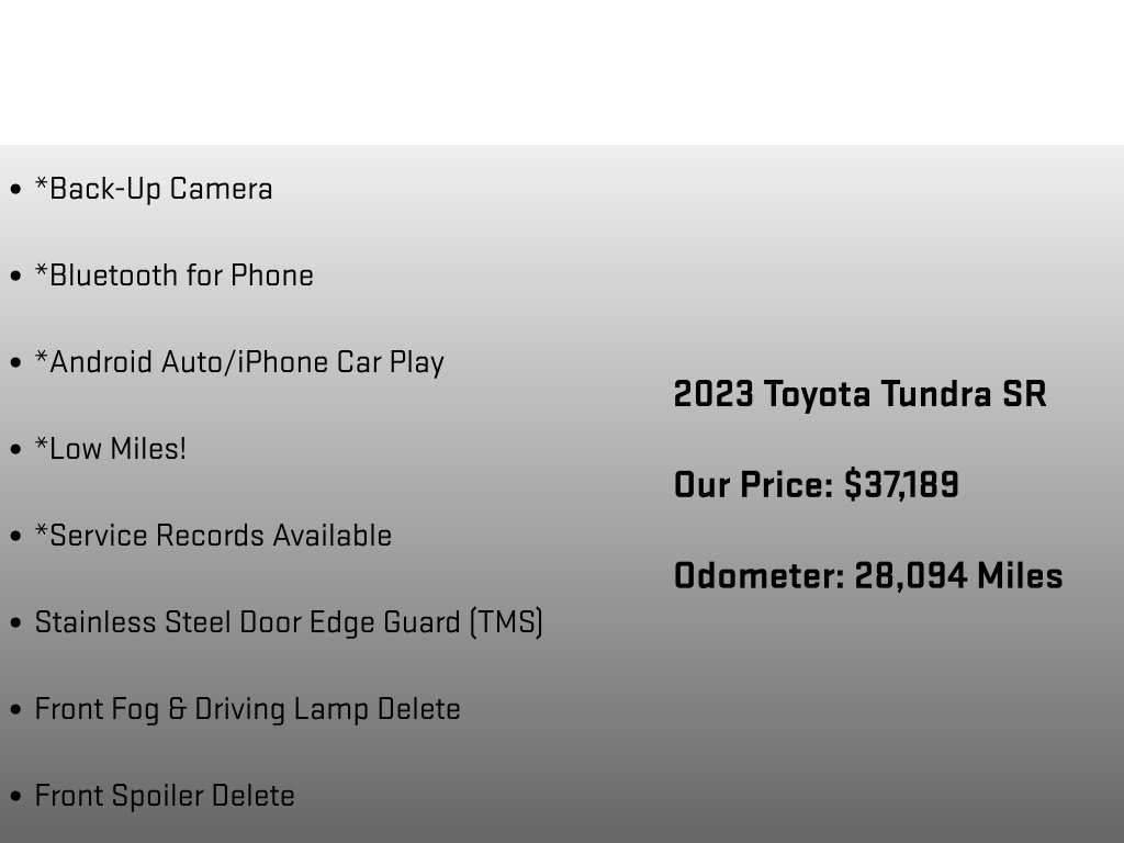 2023 Toyota Tundra SR White at Luther Ford