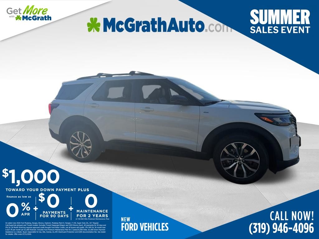 Star White Metallic Tri-Coat 2026 Ford Explorer SUV / Crossover All-Wheel Drive Automatic