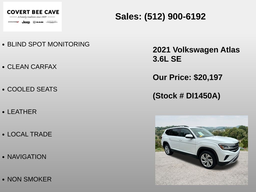 Used Car 2021 Volkswagen Atlas  3.6l V6 Se W/technology For Sale Under $25,000 In Austin, Texas