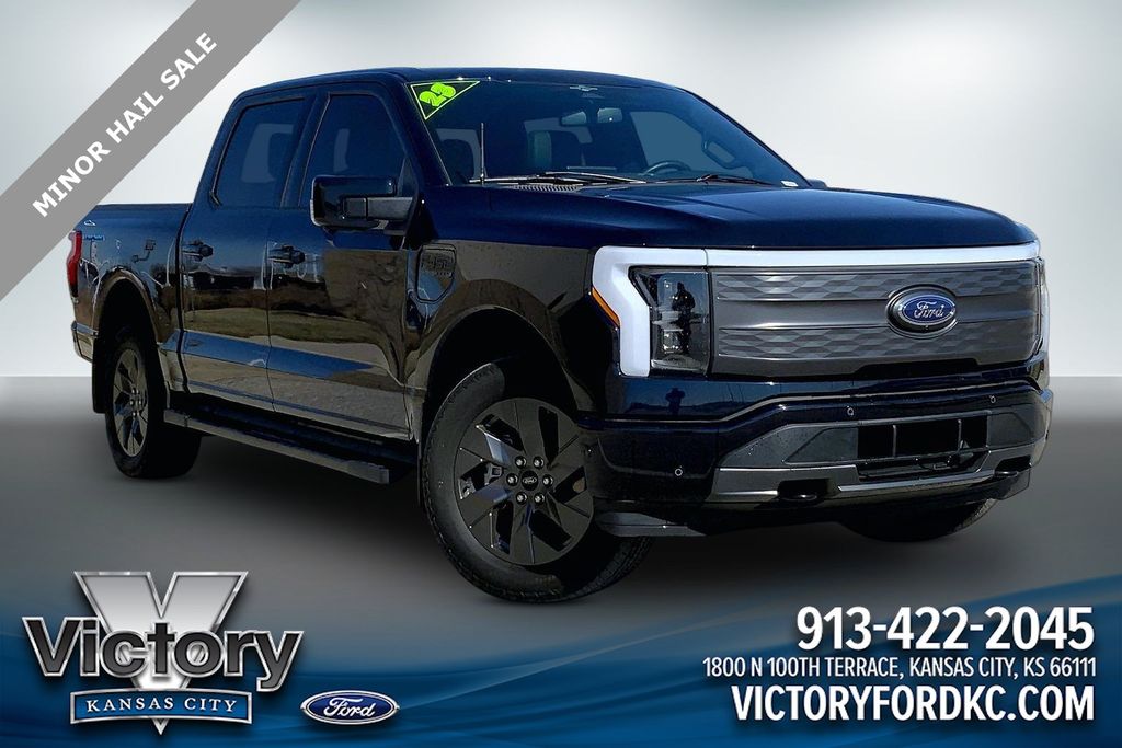 Antimatter Blue Metallic 2023 Ford F-150 Lightning Lariat SuperCrew AWD Pickup Truck All-Wheel Drive Automatic
