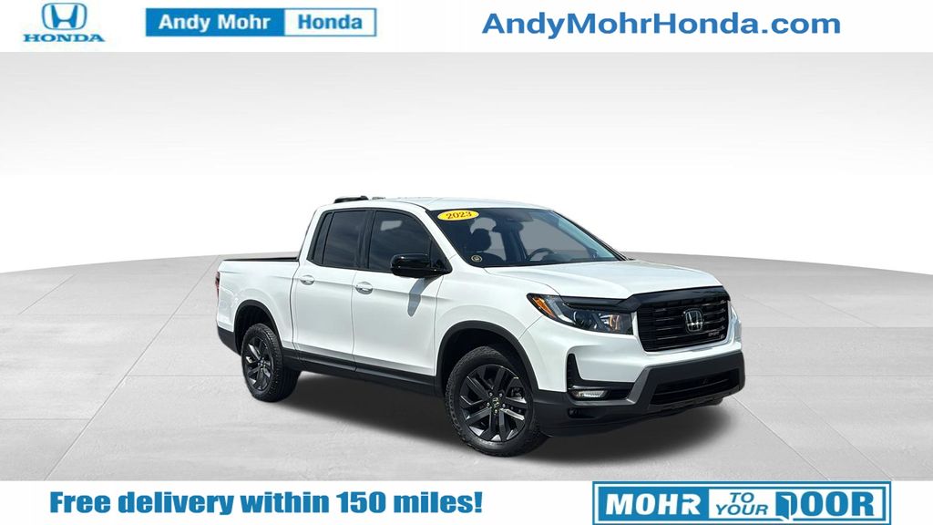 Platinum White Pearl 2023 Honda Ridgeline Sport AWD Pickup Truck All-Wheel Drive 9-Speed Automatic