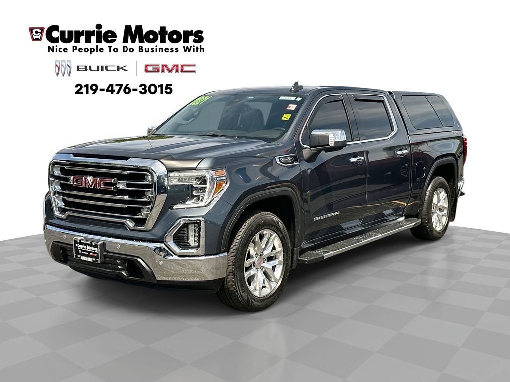 Gray (Dark Sky Metallic) 2021 GMC Sierra 1500 SLT Crew Cab 4WD Pickup Truck Four-Wheel Drive Automatic