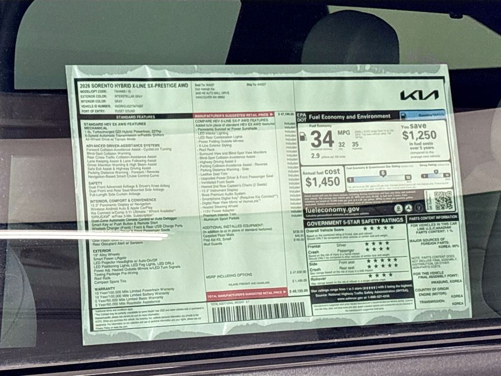 2026 Kia Sorento Hybrid X-Line SX Prestige