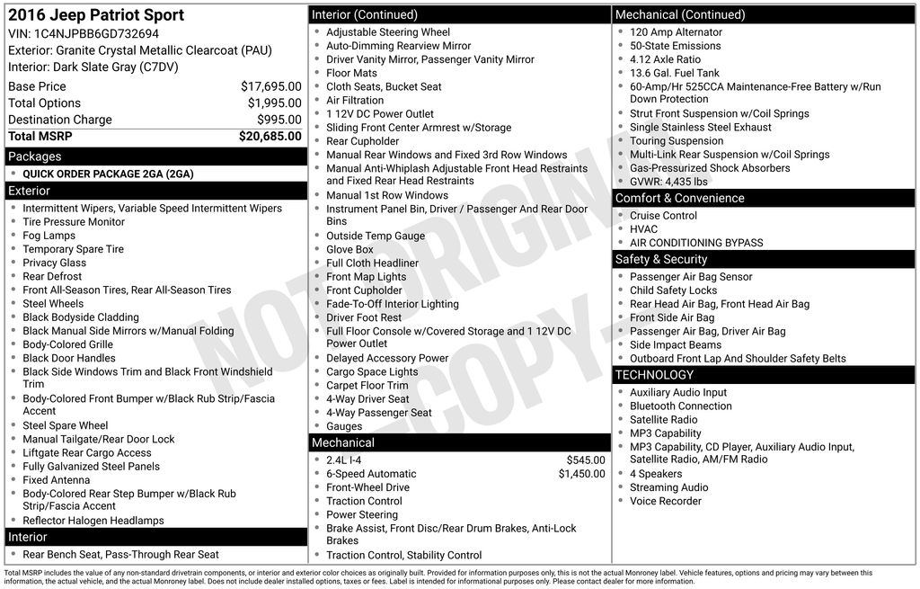 2016 Jeep Patriot Sport