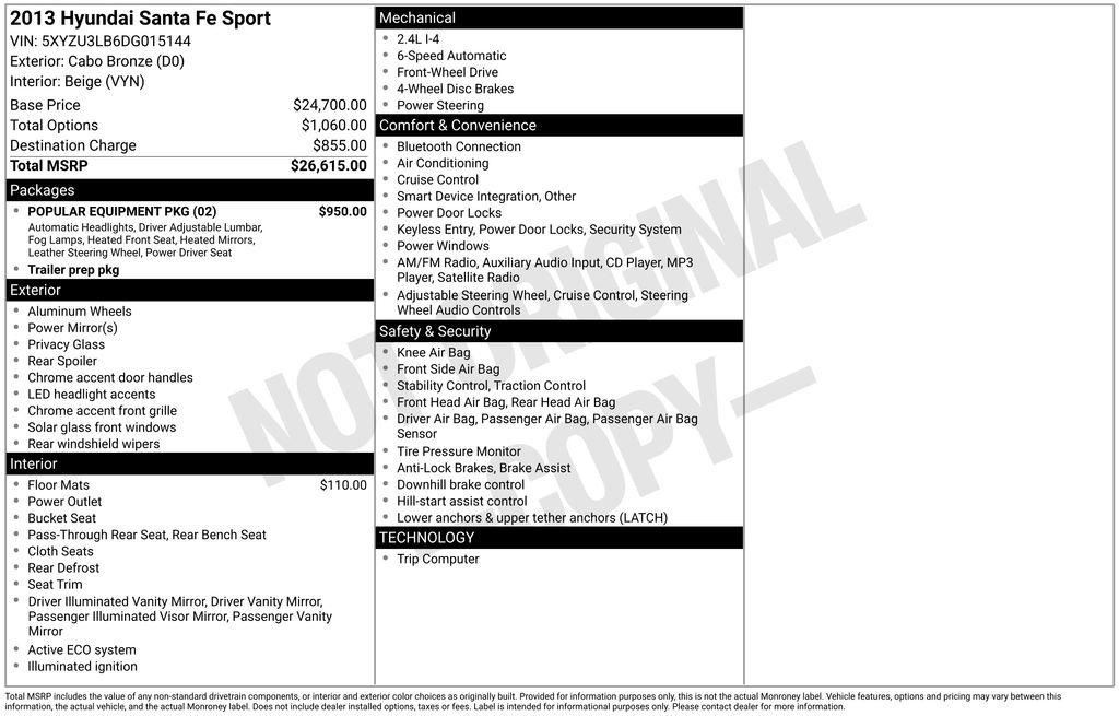 Used Car 2013 Hyundai Santa Fe Sport  Base For Sale Under $10,000 In Austin, Texas