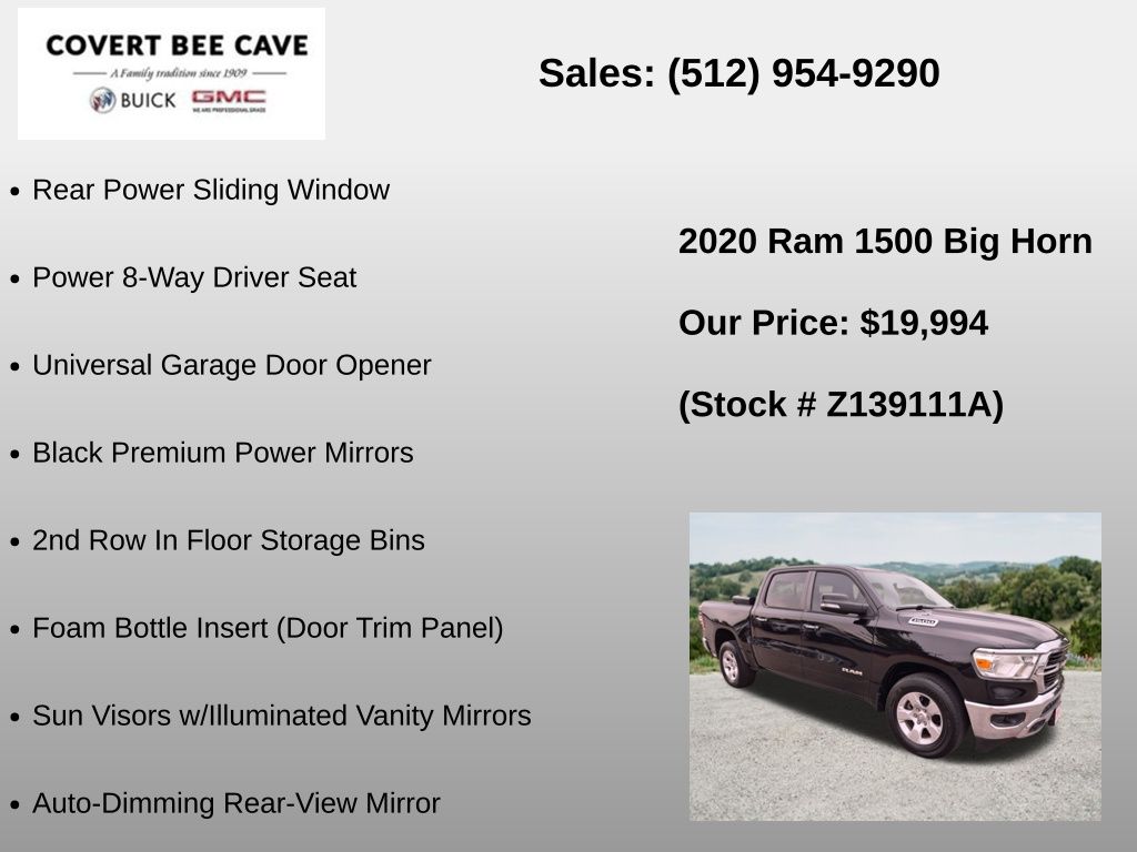 Used Car 2020 Ram 1500  Big Horn/lone Star For Sale Under $20,000 In Austin, Texas