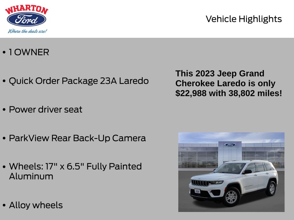 2023 Jeep Grand Cherokee Laredo White at DeMontrond Auto Country
