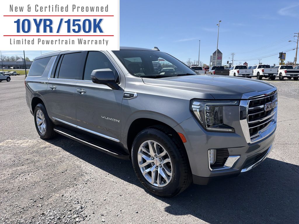 Gray (Steel Metallic) 2022 GMC Yukon XL SLT 4WD SUV / Crossover Four-Wheel Drive