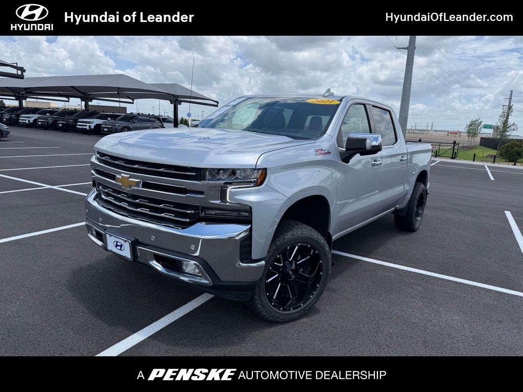 Silver Ice Metallic 2021 Chevrolet Silverado 1500 LTZ Crew Cab 4WD Pickup Truck Four-Wheel Drive Automatic