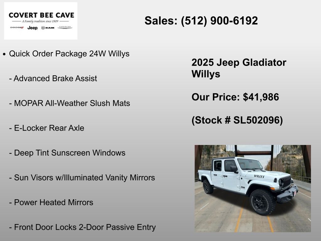 New Car 2025 Jeep Gladiator  Willys For Sale Under $50,000 In Austin, Texas