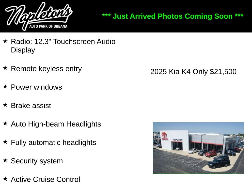 Aurora Black Pearl 2025 Kia K4 LXS FWD Sedan Front-Wheel Drive Continuously Variable Transmission