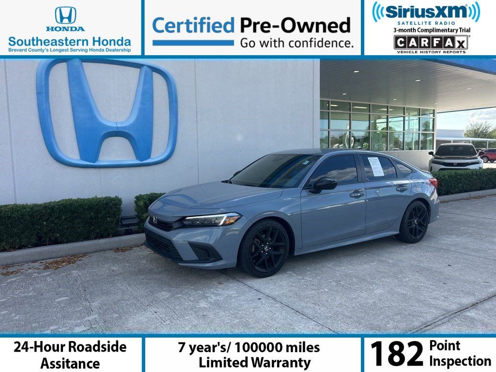 Gray 2024 Honda Civic Sport FWD Sedan Front-Wheel Drive Continuously Variable Transmission
