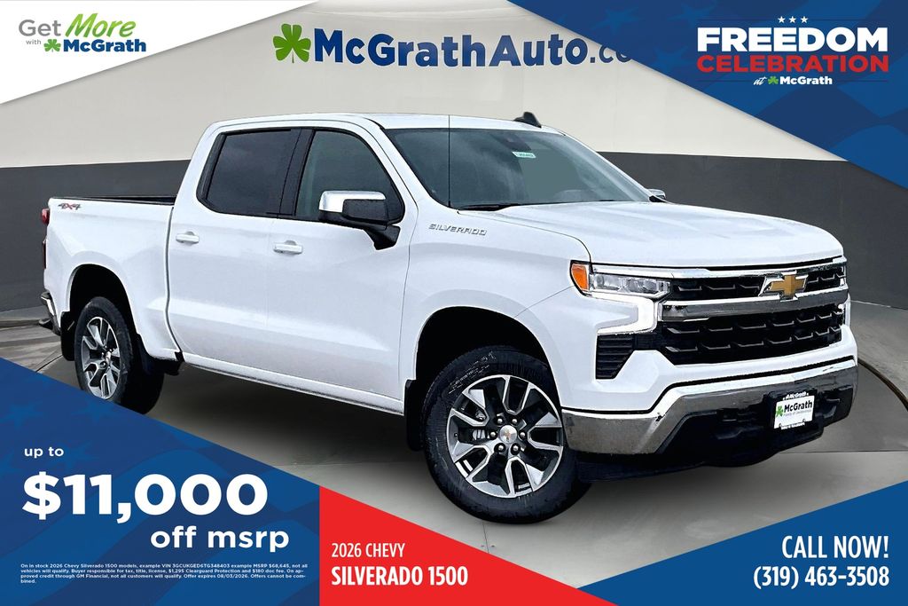 Summit White 2026 Chevrolet Silverado 1500 Pickup Truck Four-Wheel Drive Automatic