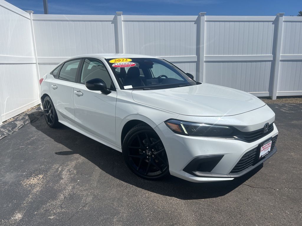Platinum White 2022 Honda Civic Sport FWD Sedan Front-Wheel Drive Continuously Variable Transmission