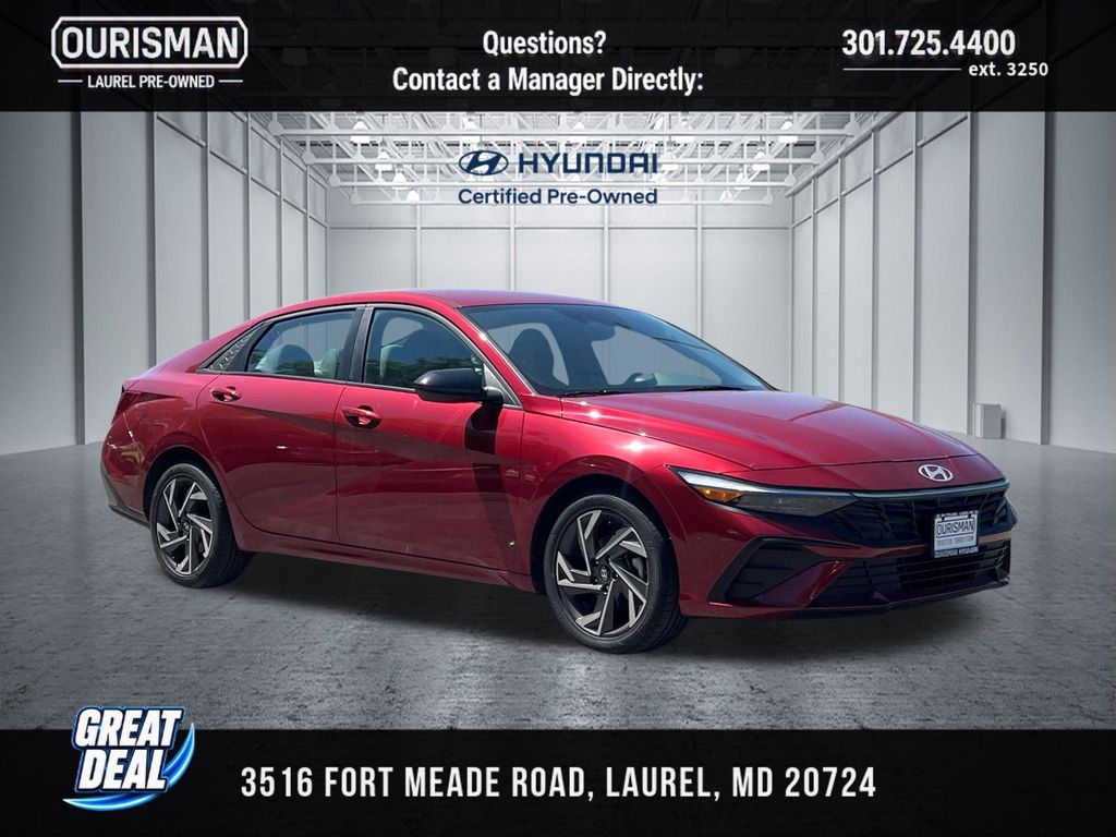 Red 2025 Hyundai Elantra Sedan Front-Wheel Drive Continuously Variable Transmission