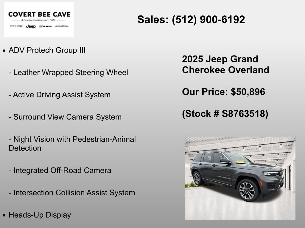 New Car 2025 Jeep Grand Cherokee  Overland For Sale Under $60,000 In Austin, Texas