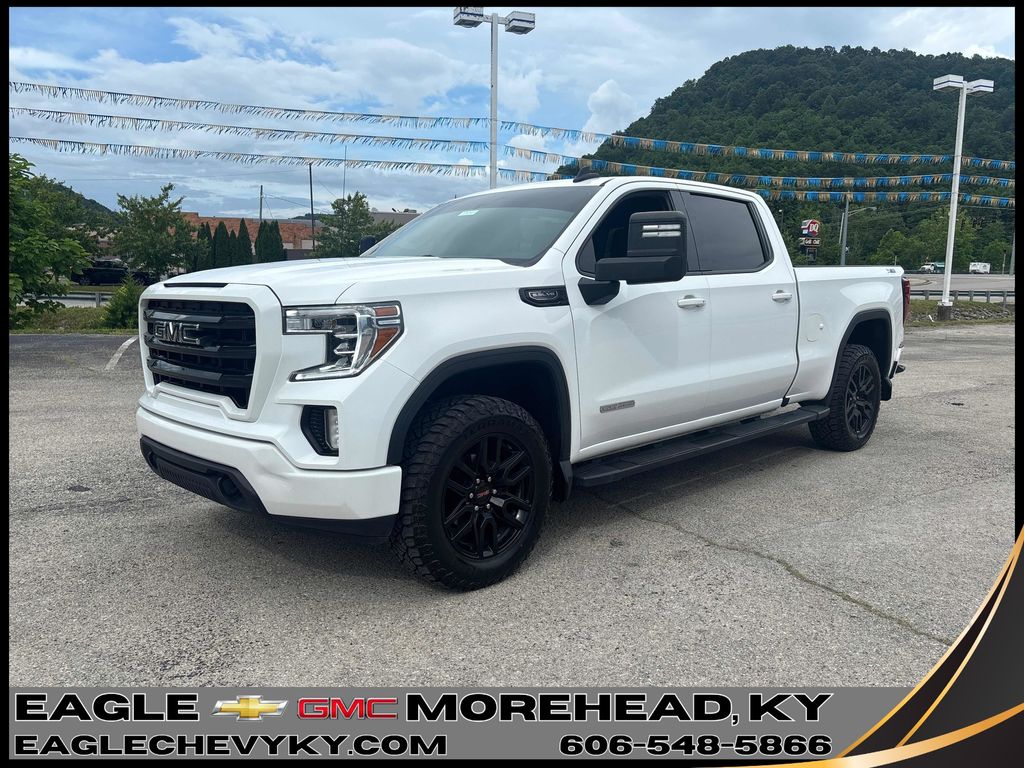 White 2021 GMC Sierra 1500 Elevation Crew Cab 4WD Pickup Truck Four-Wheel Drive 8-Speed Automatic