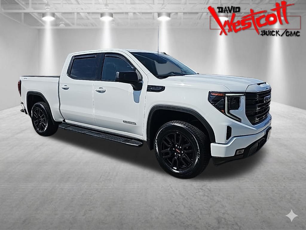 Summit White 2023 GMC Sierra 1500 Elevation Crew Cab 4WD Pickup Truck Four-Wheel Drive 8-Speed Automatic
