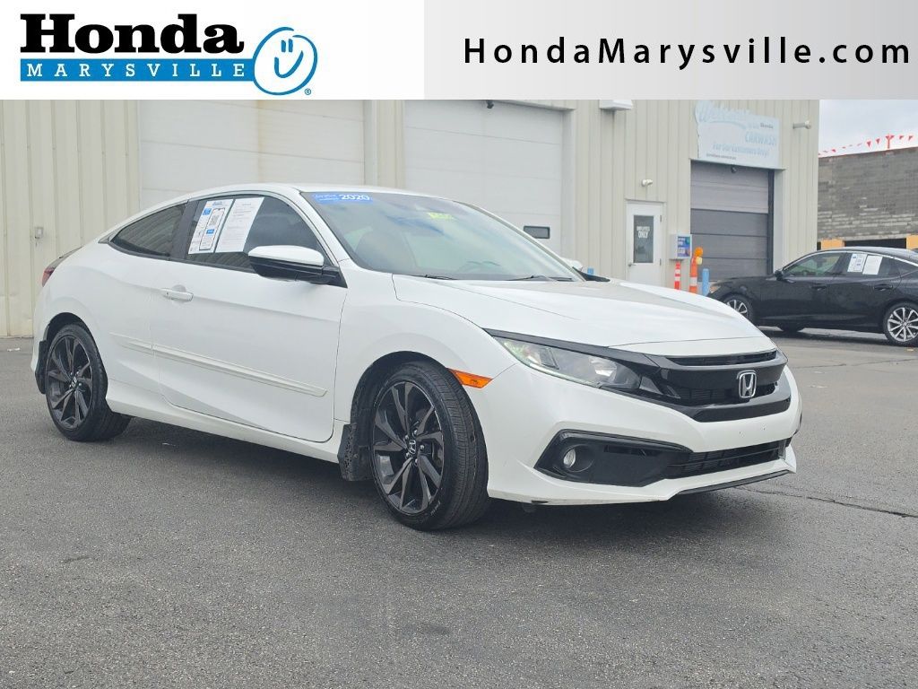 Platinum White Pearl 2020 Honda Civic Coupe Front-Wheel Drive Continuously Variable Transmission