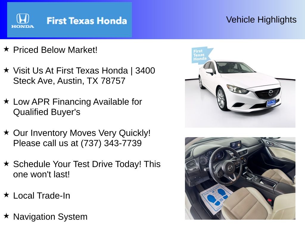 Used Car 2017 Mazda Mazda6  Touring For Sale Under $15,000 In Austin, Texas