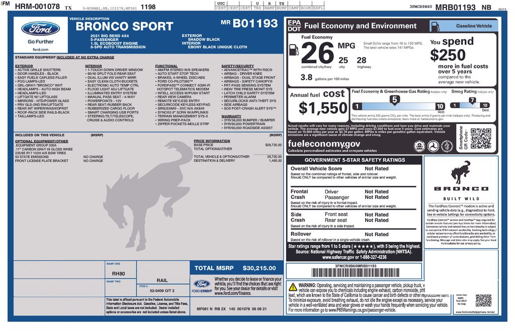 Used Car 2021 Ford Bronco Sport  Big Bend For Sale Under $20,000 In Austin, Texas