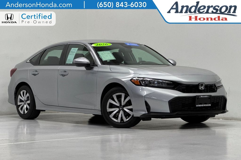 Solar Silver Metallic 2026 Honda Civic Sedan Front-Wheel Drive Continuously Variable Transmission