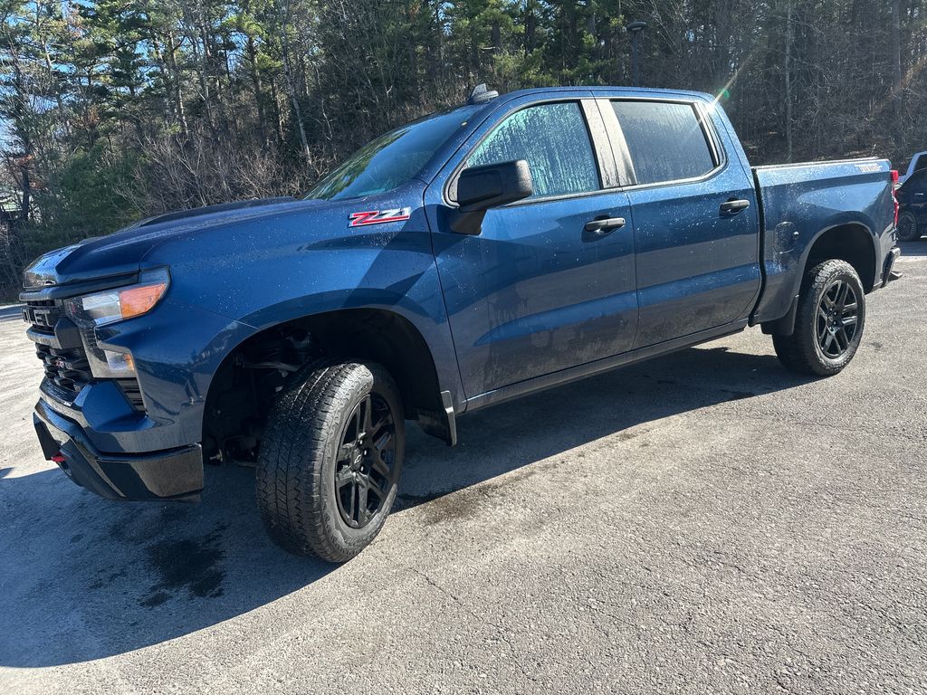 Northsky Blue Metallic 2023 Chevrolet Silverado 1500 Custom Trail Boss Crew Cab 4WD Pickup Truck Four-Wheel Drive Automatic