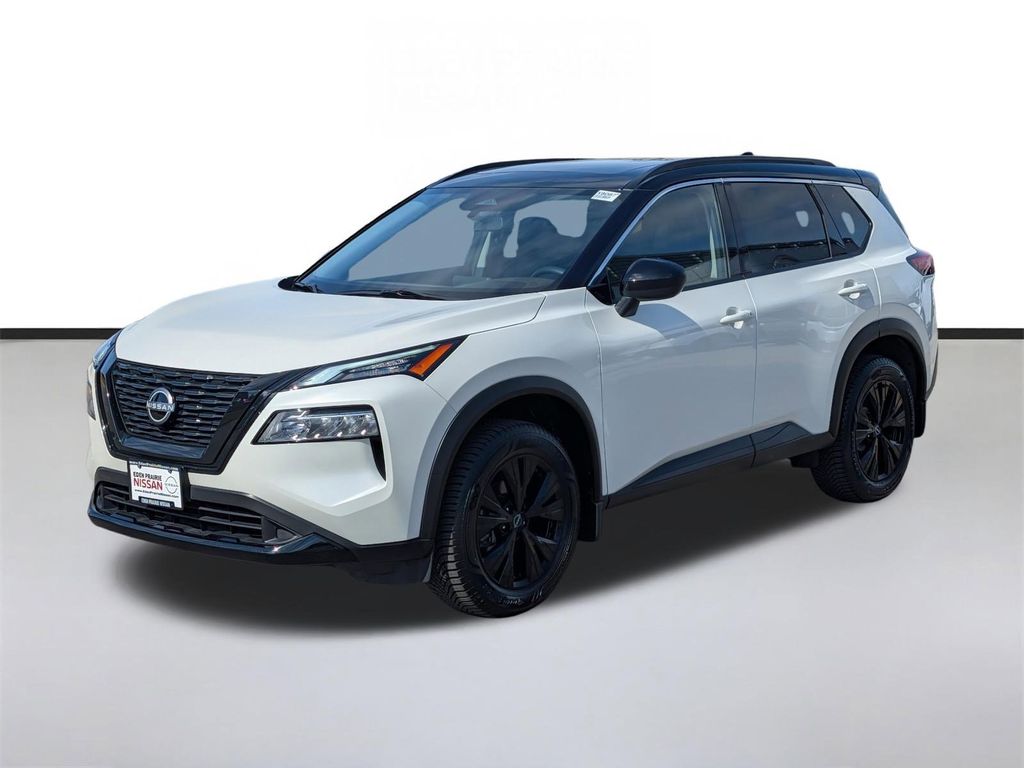 Pearl White Tricoat/Super Black 2023 Nissan Rogue SV AWD SUV / Crossover All-Wheel Drive Continuously Variable Transmission