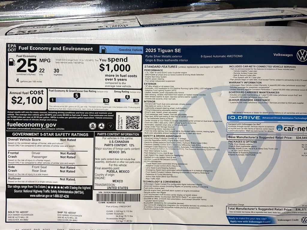 2025 Volkswagen Tiguan 2.0T SE