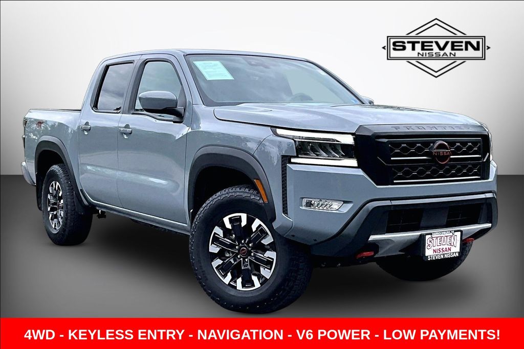 Boulder Gray Pearl 2024 Nissan Frontier Pickup Truck Four-Wheel Drive 9-Speed Automatic Overdrive