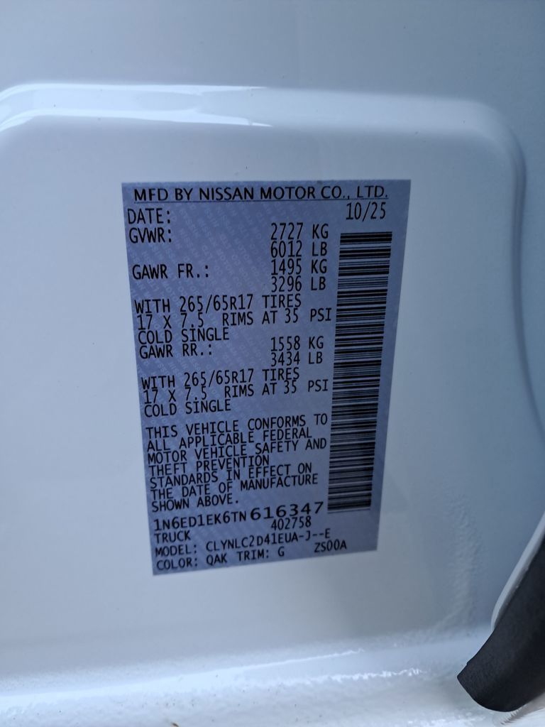 2026 Nissan Frontier SV White at John Sisson Motors