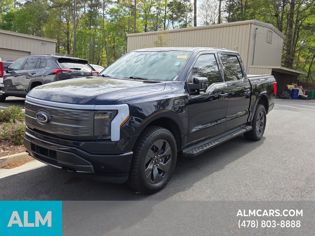 Blue Metallic 2023 Ford F-150 Lightning Lariat SuperCrew AWD Pickup Truck All-Wheel Drive Automatic