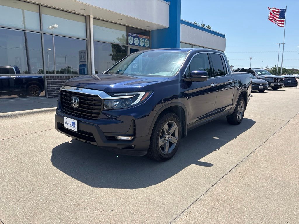 Blue 2022 Honda Ridgeline Pickup Truck All-Wheel Drive 9-Speed Automatic