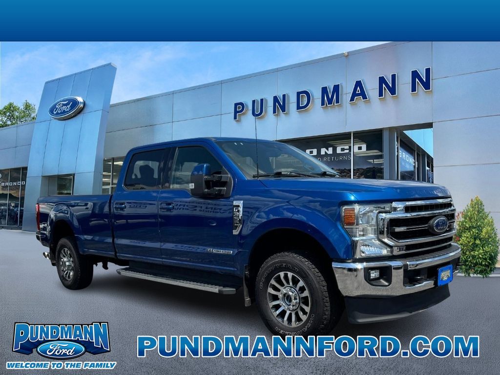 Blue 2022 Ford F-350 Super Duty Pickup Truck Four-Wheel Drive Automatic